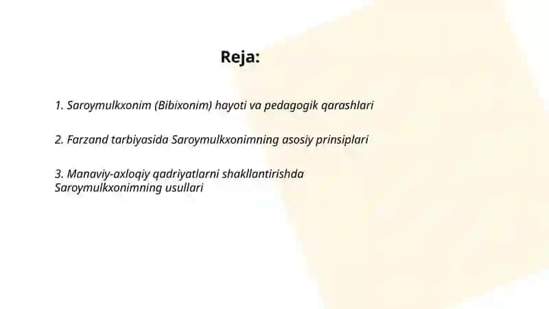 Saroymulkxonimning faoliyati va manaviy-axloqiy qadriyat 2