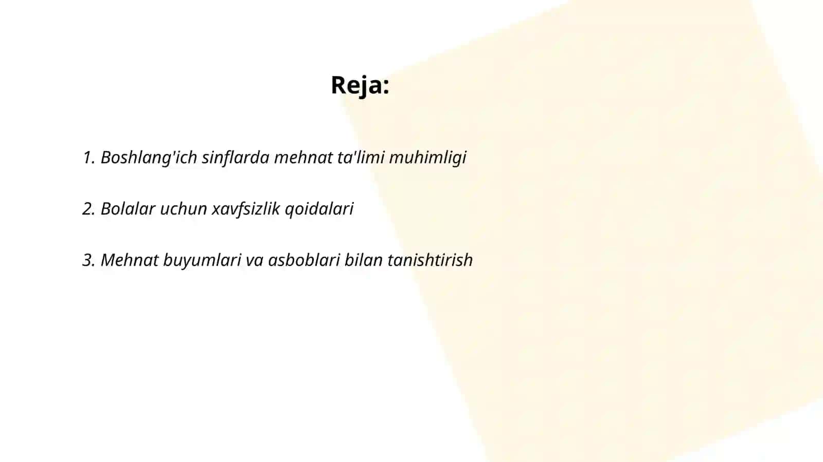 Boshlang'ich sinflarda mehnat ta'limi dasturi materiallarining mazmuni 2