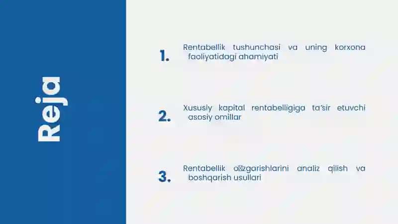 Rentabellik tushunchasi va uning korxona faoliyatidagi ahamiyati 2