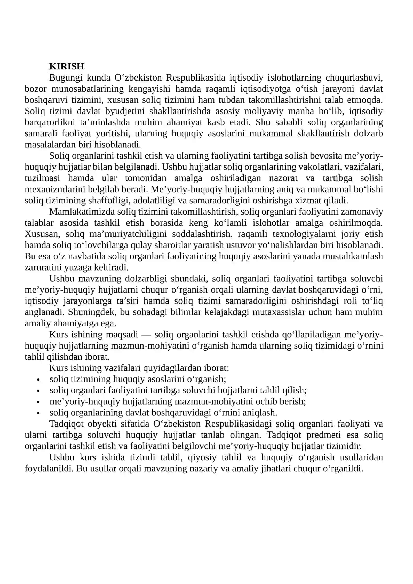 Soliq organlarini tashkil etishdagi me’yoriy-huquqiy hujjatlar va ularning mazmun-mohiyati 2