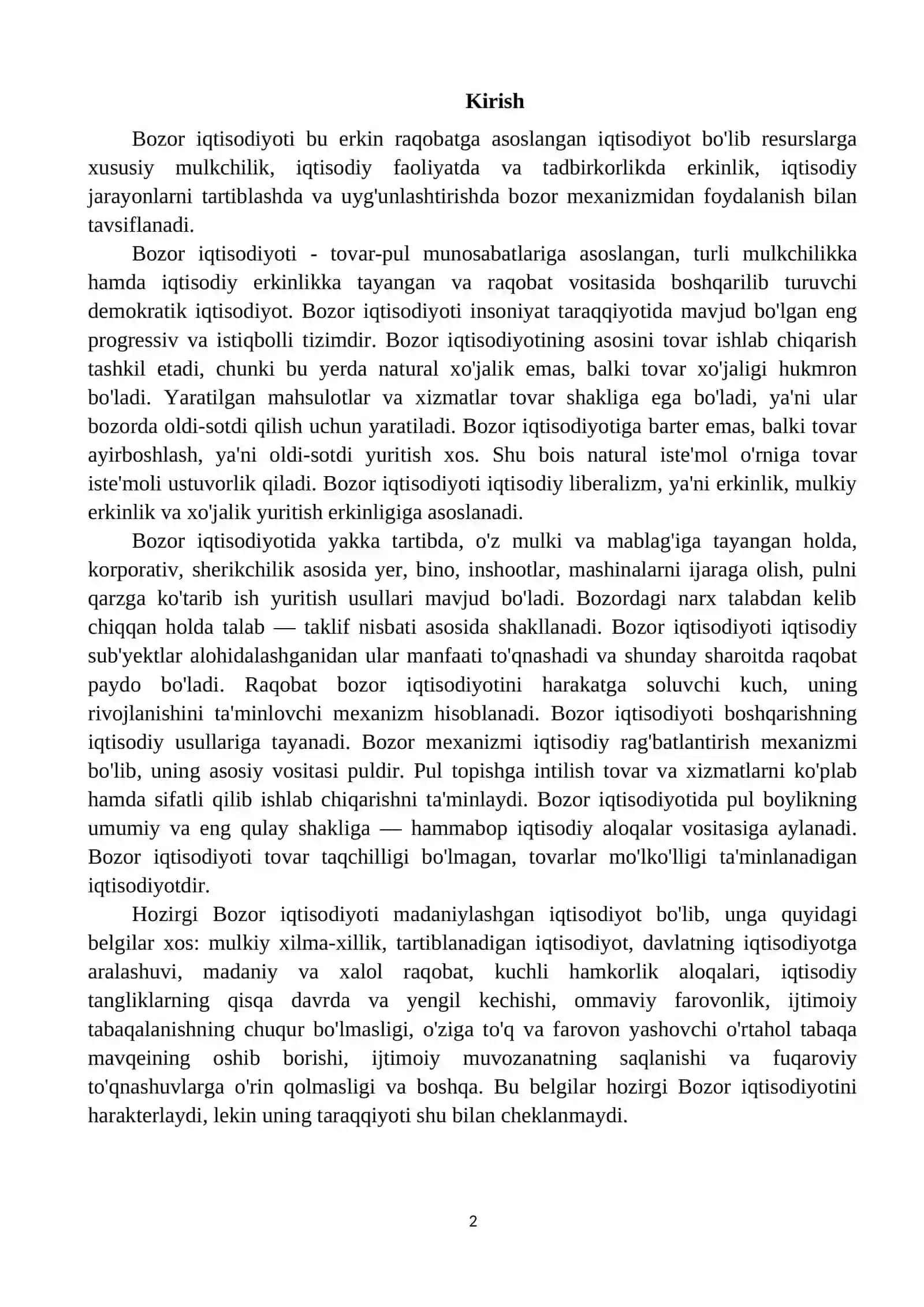 Bozor iqtisodiyotining shakllanishi va bozor iqtisodiyotiga o’tish yo’llari 2