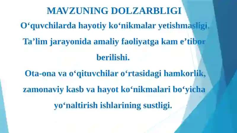 "MAKTABDA O‘QUVCHILARNI MUSTAQIL HAYOTGA TAYYORLASH SAMARADORLIGINI OSHIRISH" 2