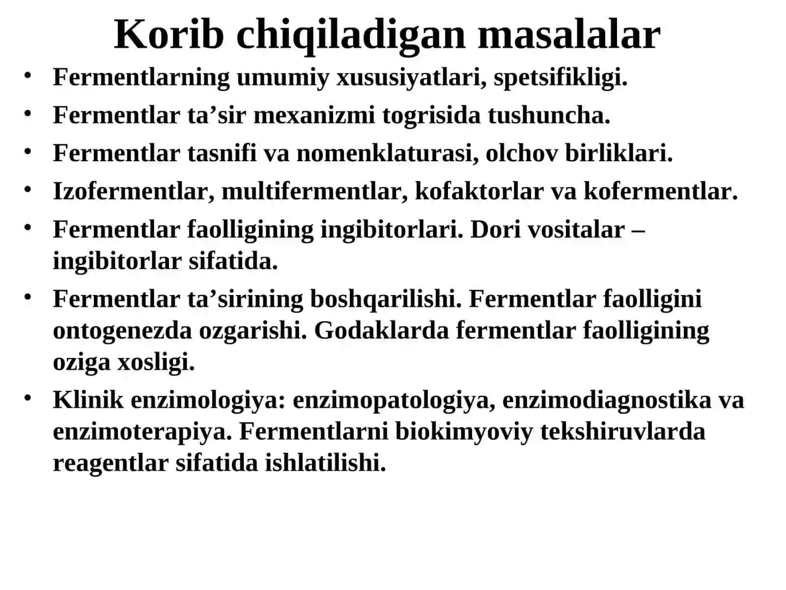 Biokimyo 2-kurs Fermentlar tuzilishi 2