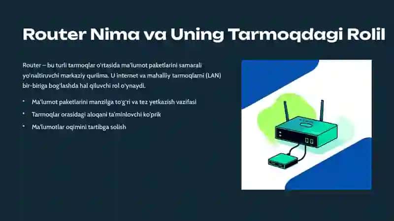 Router Qurilmasining Arxitekturasi va Tarmoqdagi O‘rni 2