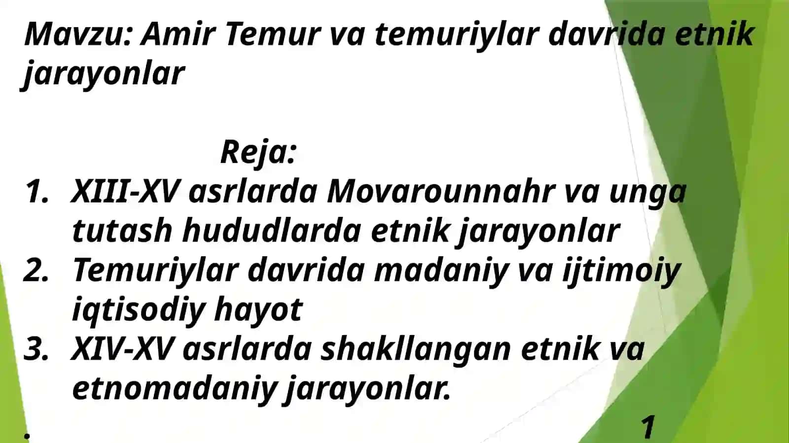 Amir Temur va temuriylar davrida etnik jarayonlar 2