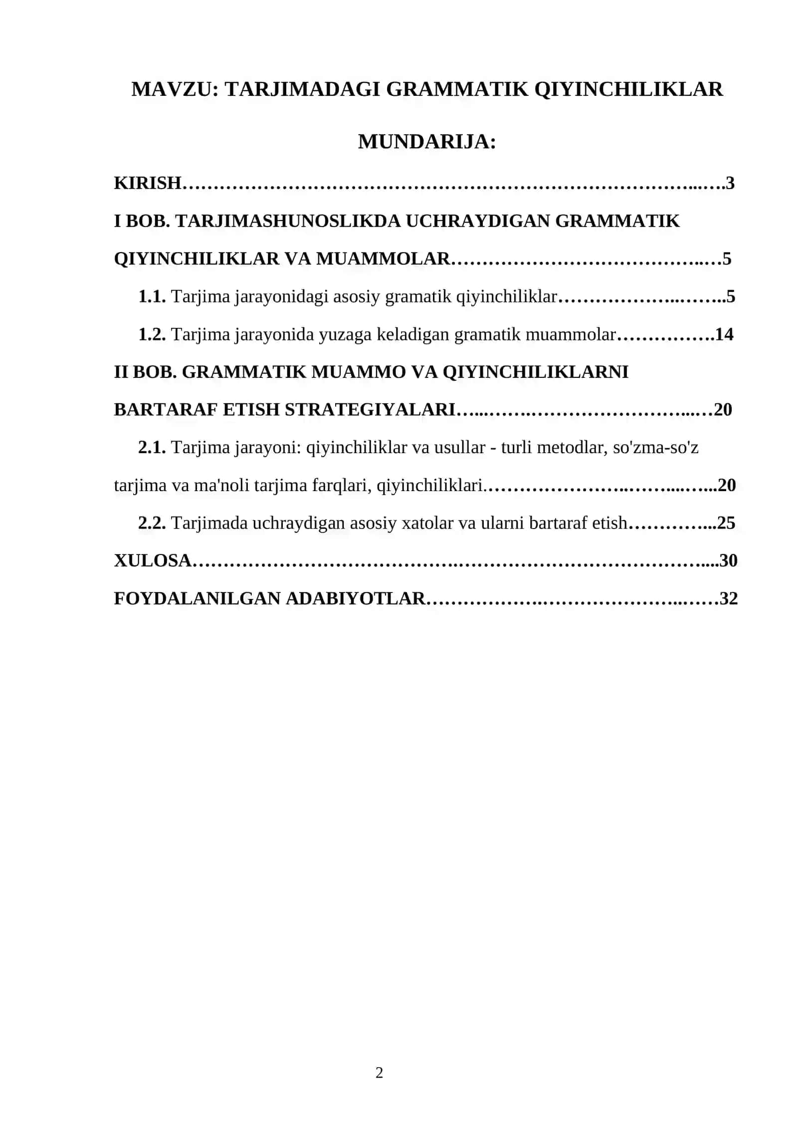 MAVZU: TARJIMADAGI GRAMMATIK QIYINCHILIKLAR 2