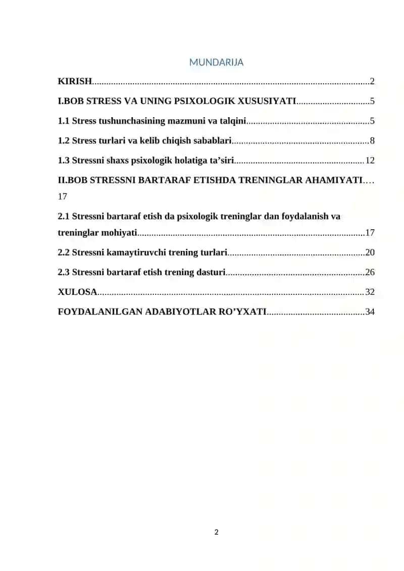 STRESNI BARTARAF ETUVCHI TRENINGLAR 2