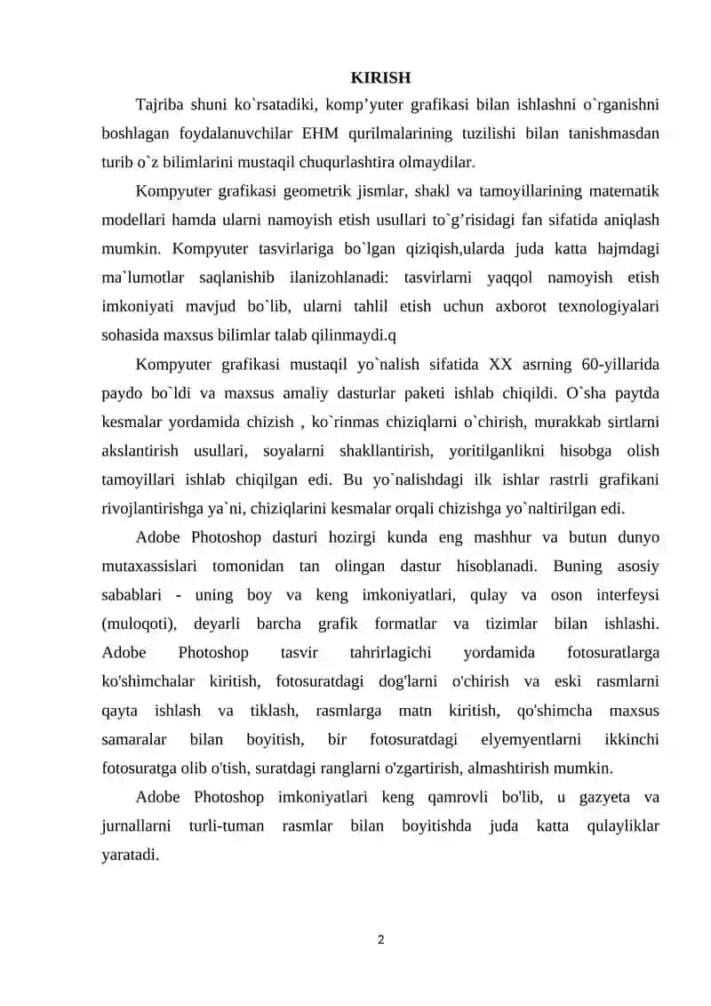 ADOBE PHOTOSHOP DASTURIDA RASMLAR BILAN ISHLASH JARAYONIDA FILTRLAR VA EFFEKTLARDAN FOYDALANISHNING AHAMIYATI 2