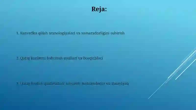 Qatiq faydali qazilma konlarni baholash va razvedka qilish 2