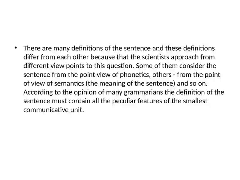 Lecture 13.Sentencesand their types. The classification of sentences from the structural point of view. Simple sentences 2