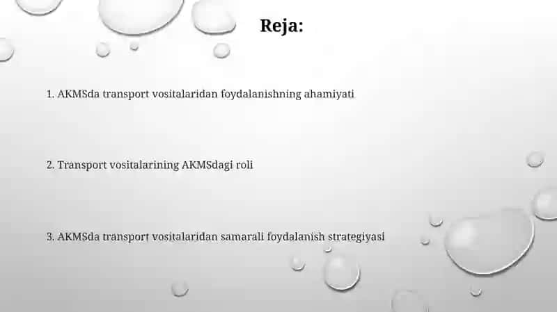 AKMlarda transport texnika vositalaridan foydalanishning roli va ahamiyati 2