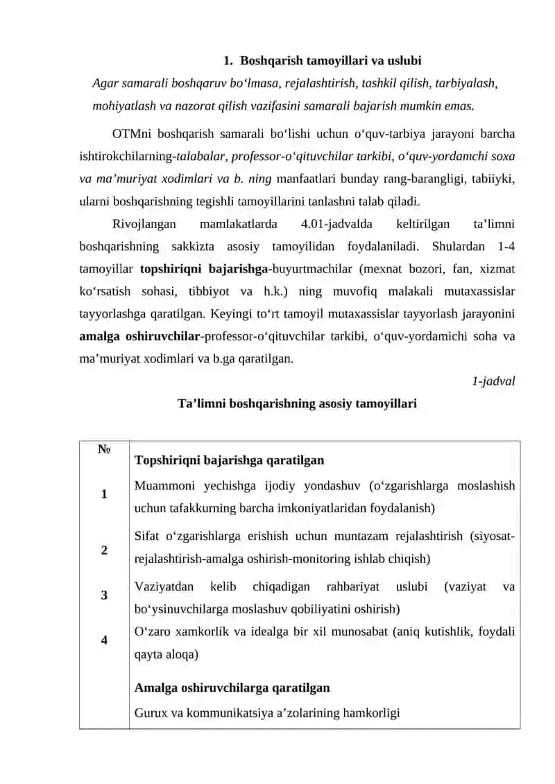 Oliy ta’lim muassasasini boshqarish tamoyillari 2