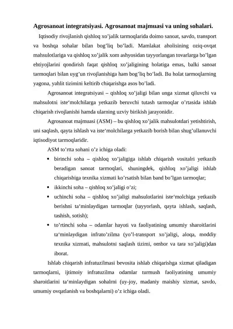 Agrosanoat integratsiyasi 2