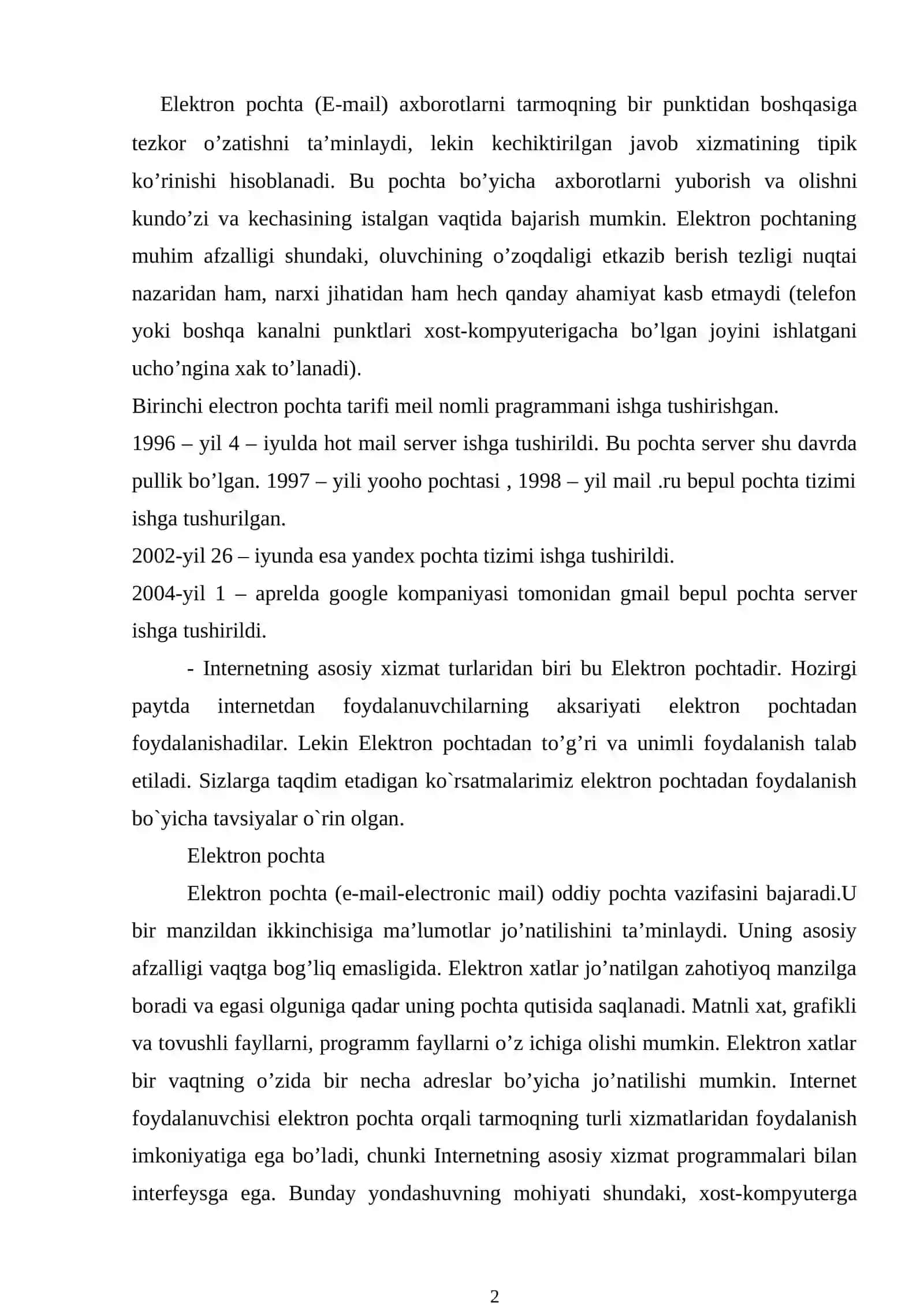 Еlektron pochta (E-mail) 2