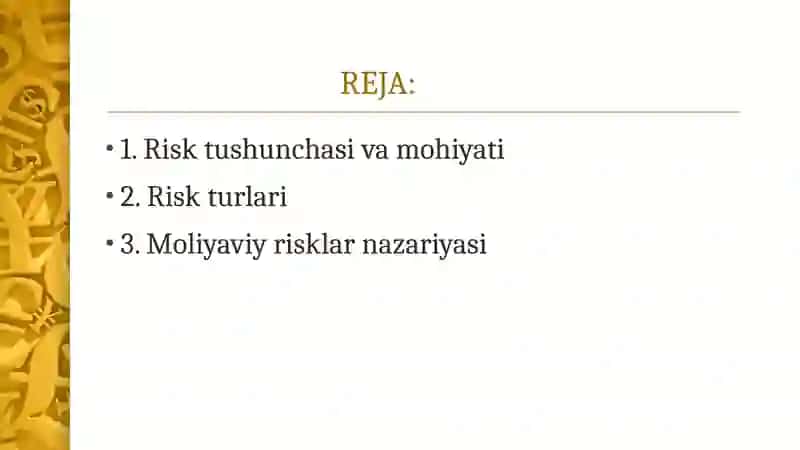 Risk tushunchasi va uning turlari 2