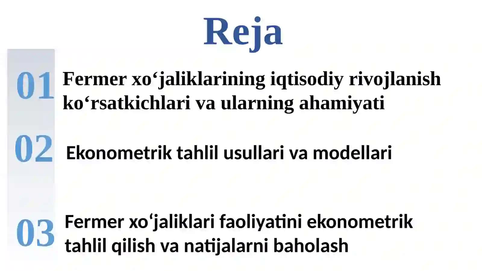 Fermer xo‘jaliklarining iqtisodiy rivojlantirish ko‘rsatkichlarini ekonometrik tahlili 2