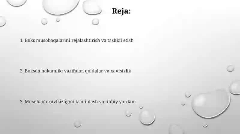 Boks musobaqalarini rejalashtirish va hakamlik faoliyati 2