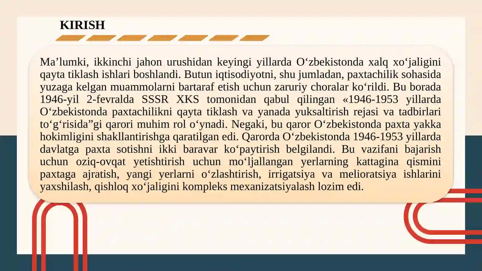O‘ZBEKISTONDAGI SANOAT KORXONALARI FAOLIYATI  (XX ASR 40-80 YILLARI MISOLIDA) 2