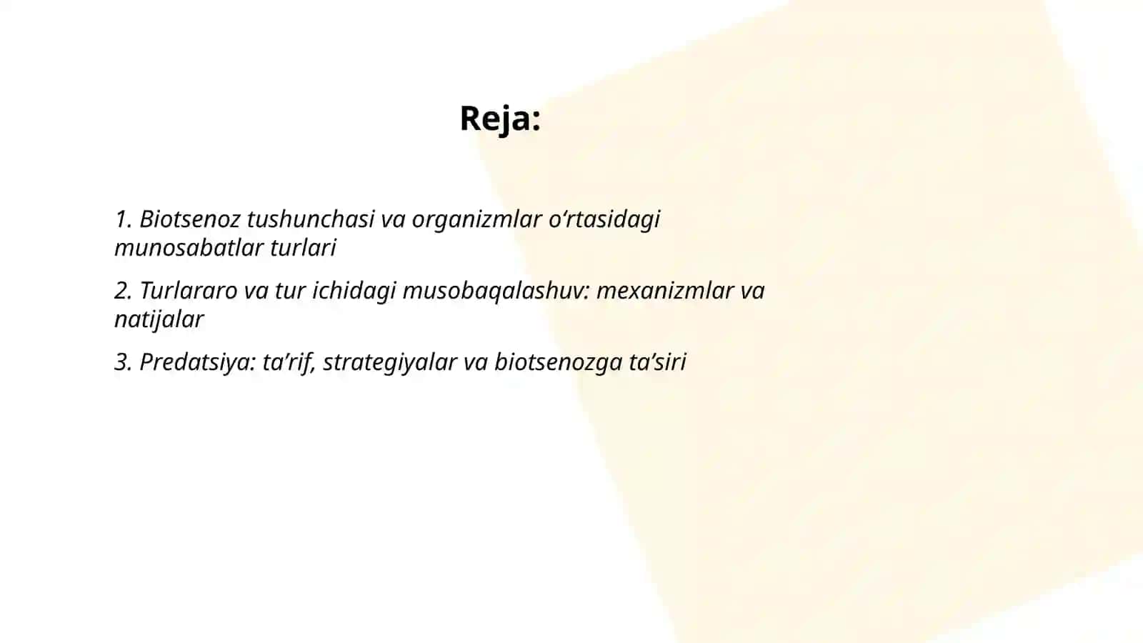 Biotsenozda organizmlar oʻrtasidagi munosabat tiplarini oʻrganish 2