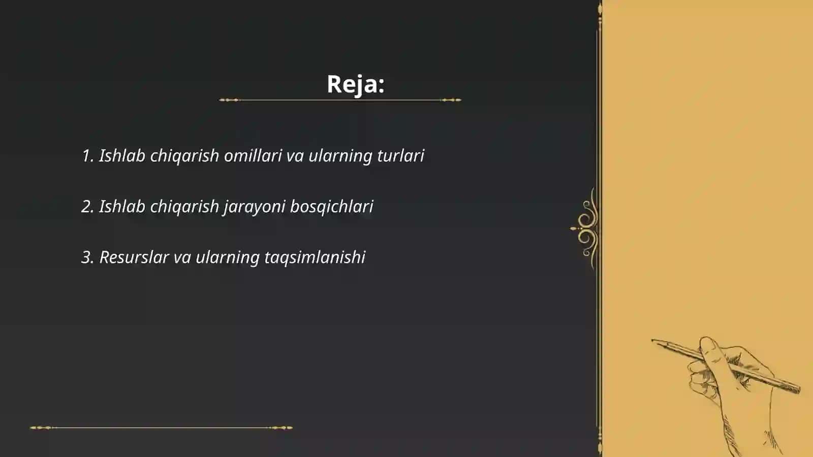 Ishlab chiqarish va ishlab chiqarish omillari va xarajatlari tug'risida 2