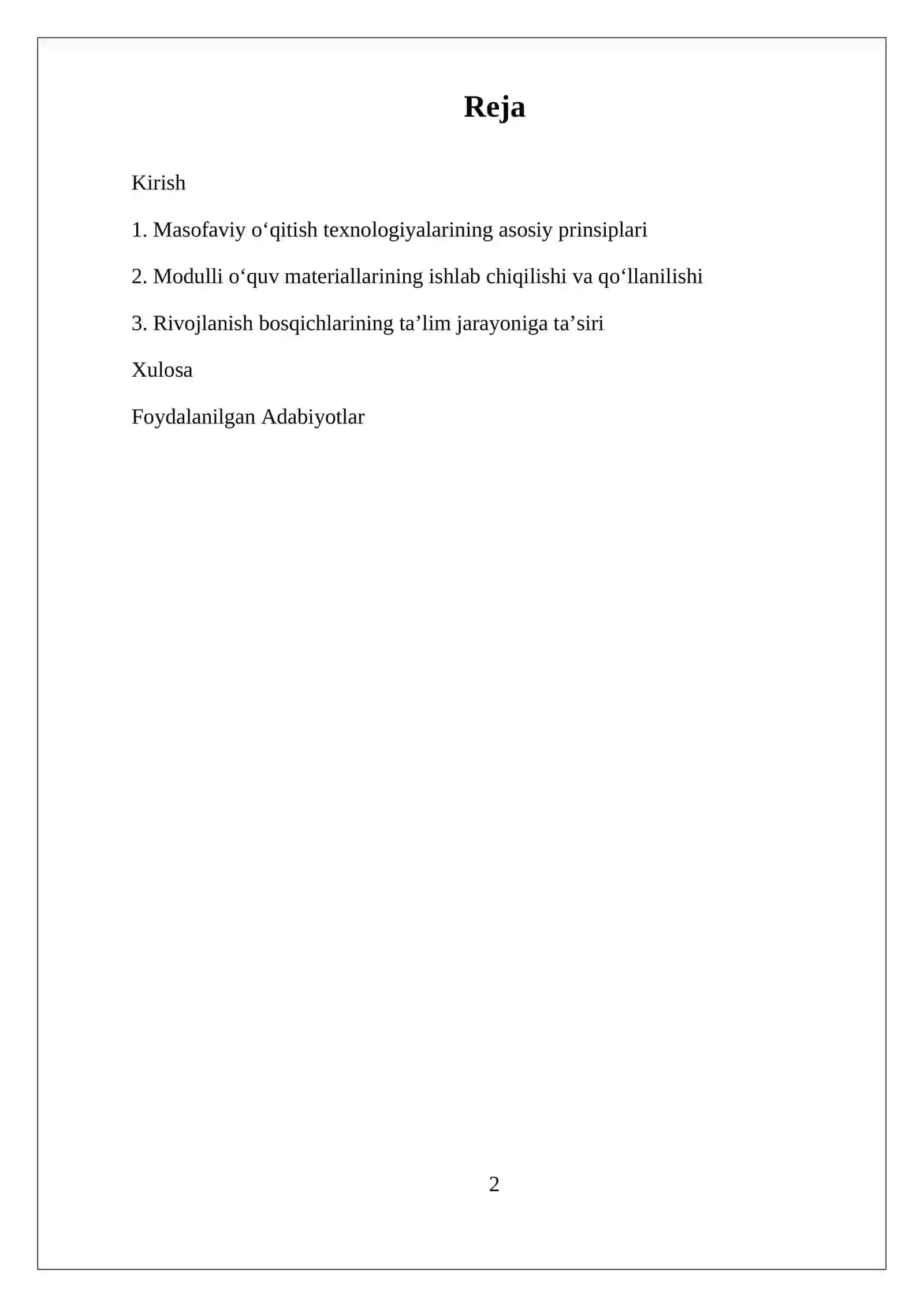 Masofaviy va Modulli Oʻqitish va Ularning Rivojlanish Bosqichlari 2