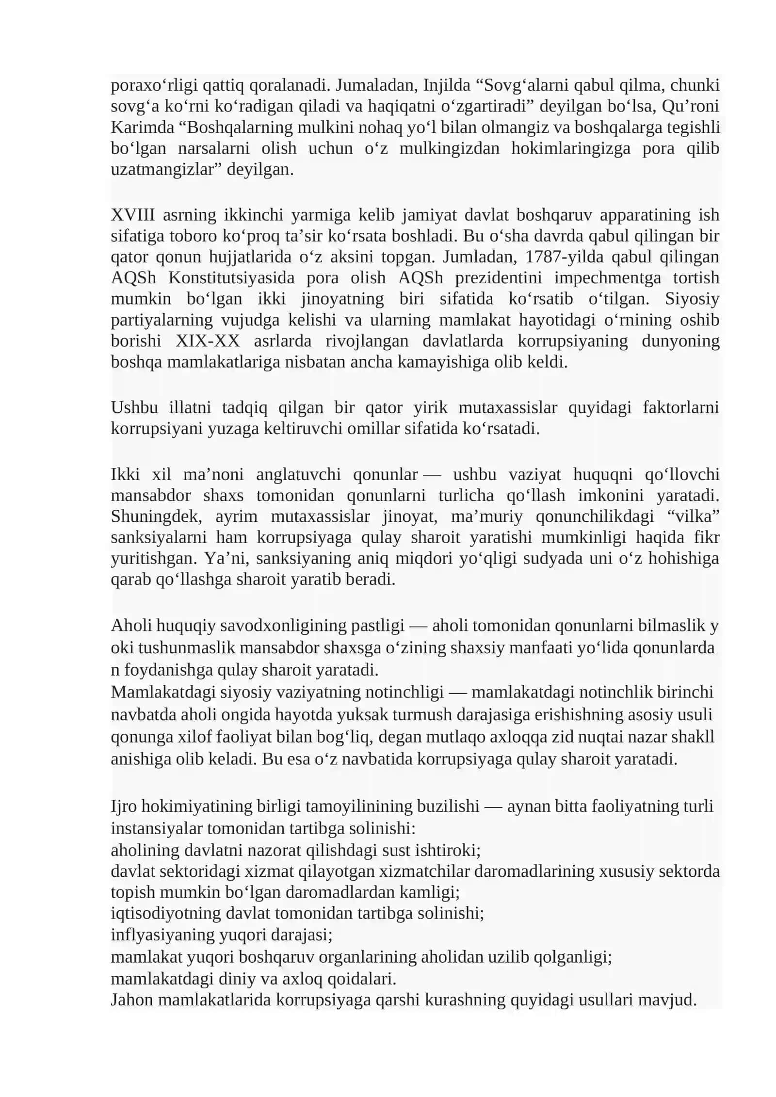 KORRUPSIYA: UNING TARIXIY ILDIZLARI, KORRUPSIYAGA QARSHI KURASH USULLARI 2