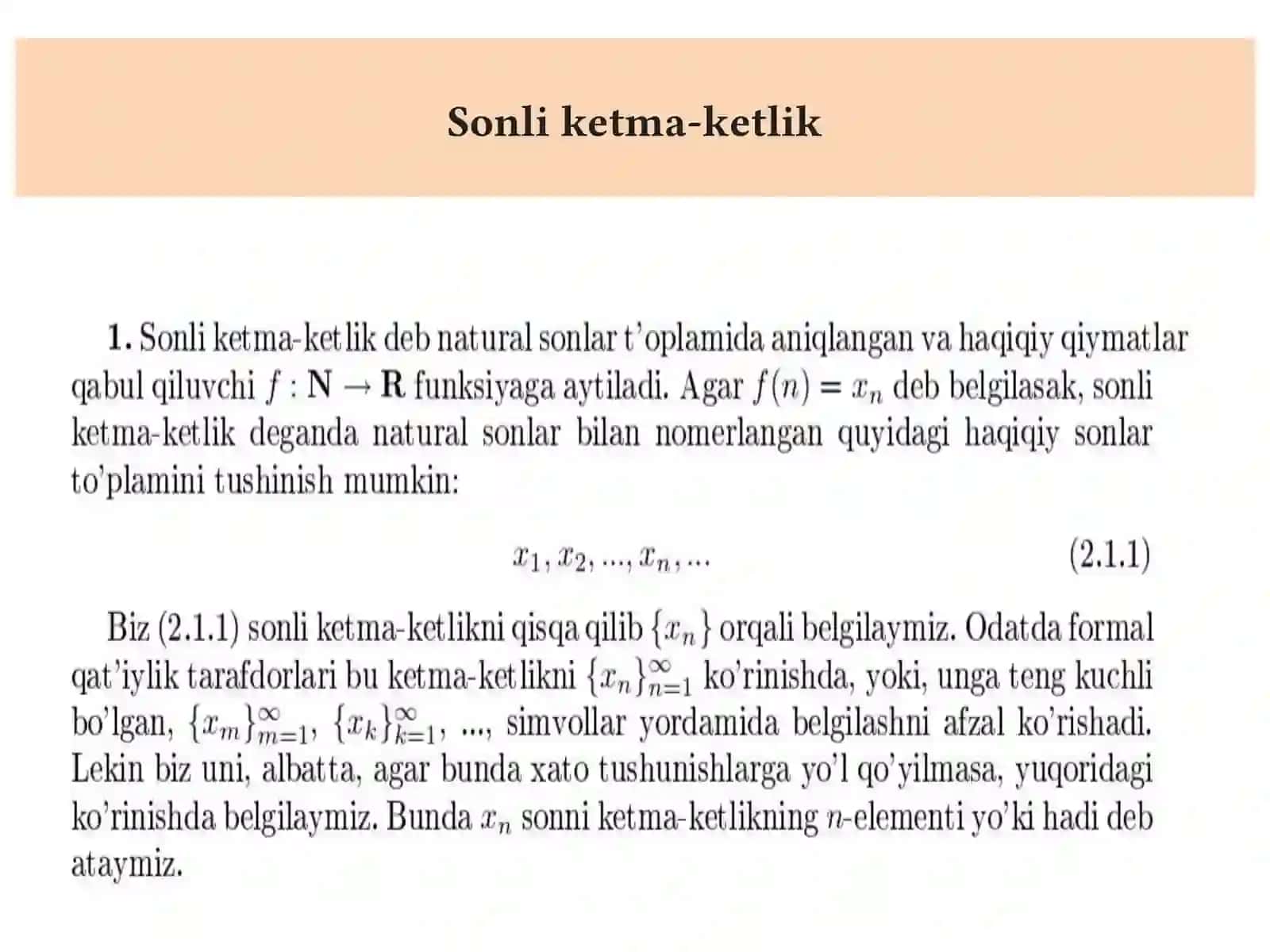 Sonlar ketma ketligi 2