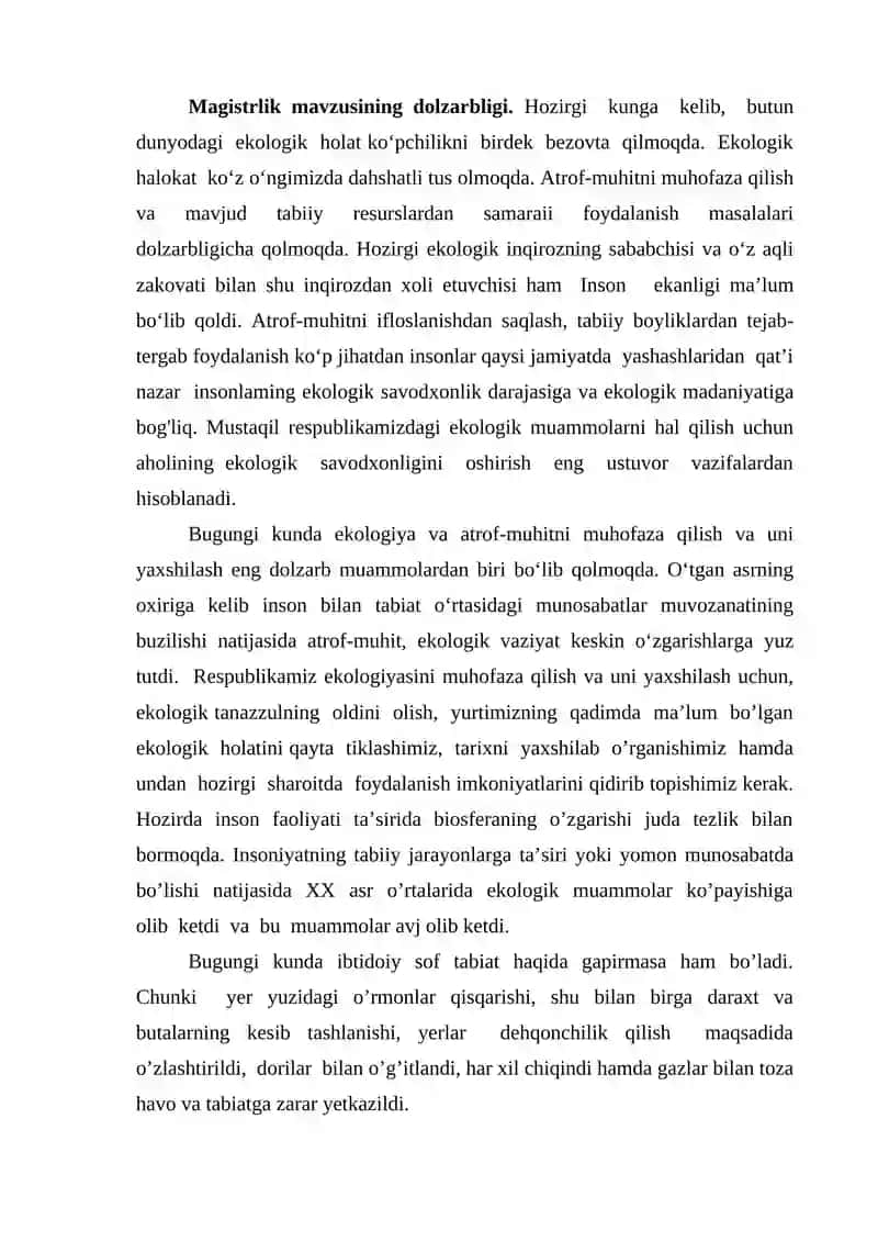 DUNYO EKOLOGIK MUAMMOSI (FAKTLAR, PROGNOZ VA XAVOTIRLAR) 2