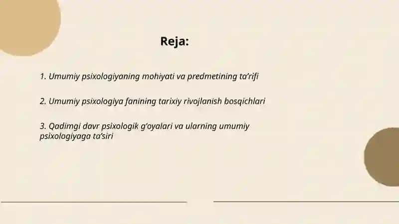 Umumiy psixologiya fanining taraqqiyot bosqichlari predmeti va asosiy vazifalari 2
