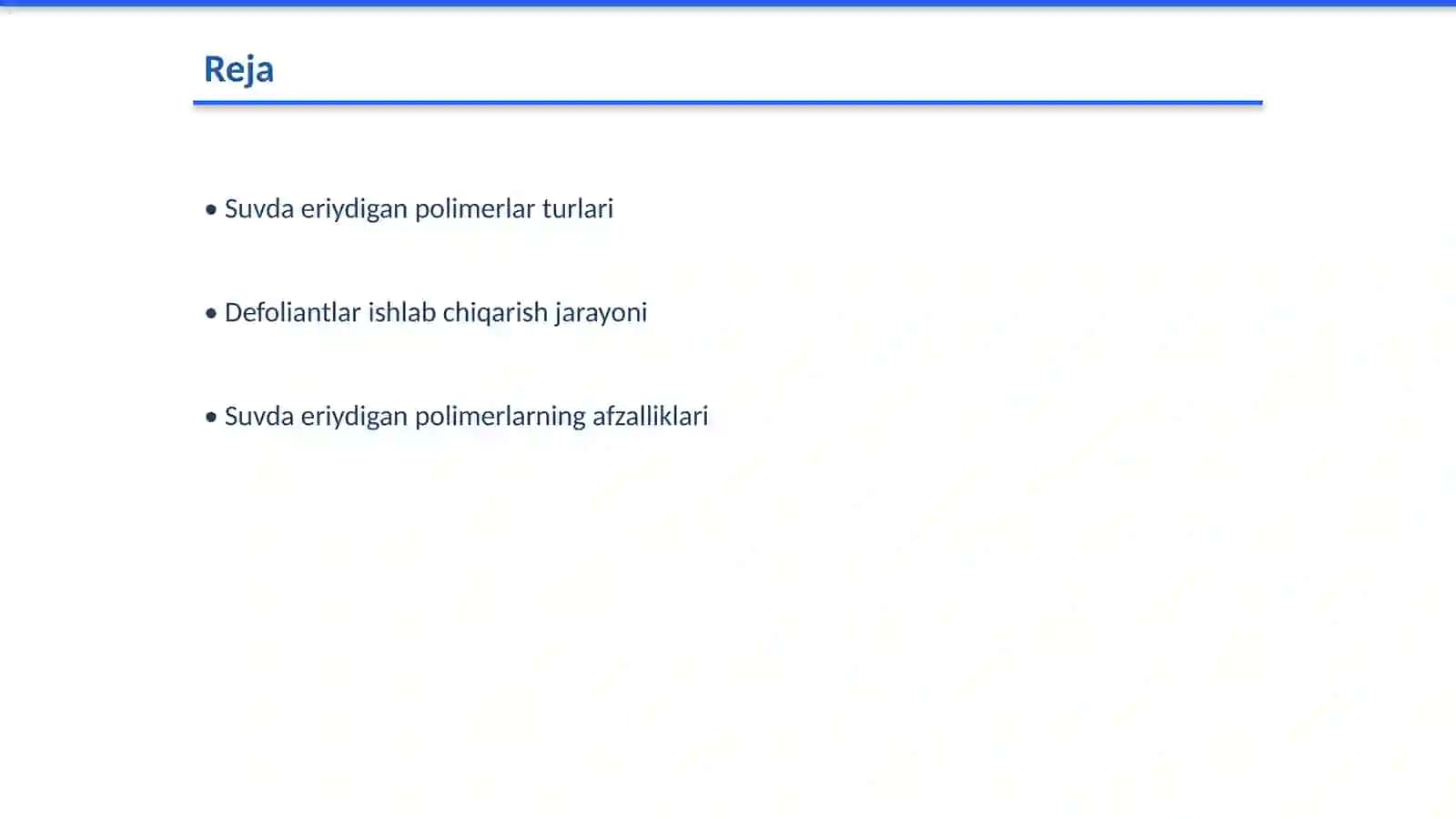 Suvda eriydigan polimerlar asosida defoliantlar olish imkoniyatlari 2