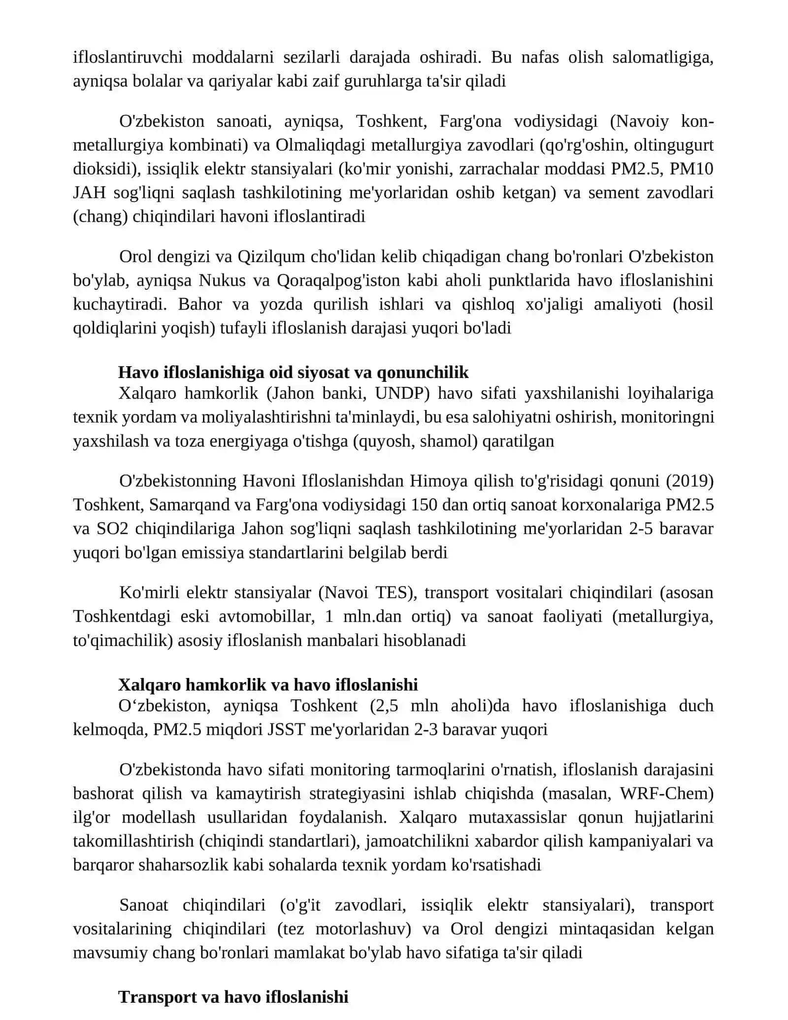 Oʻzbekistonda atmosferani muhofaza qilish muommolari 2