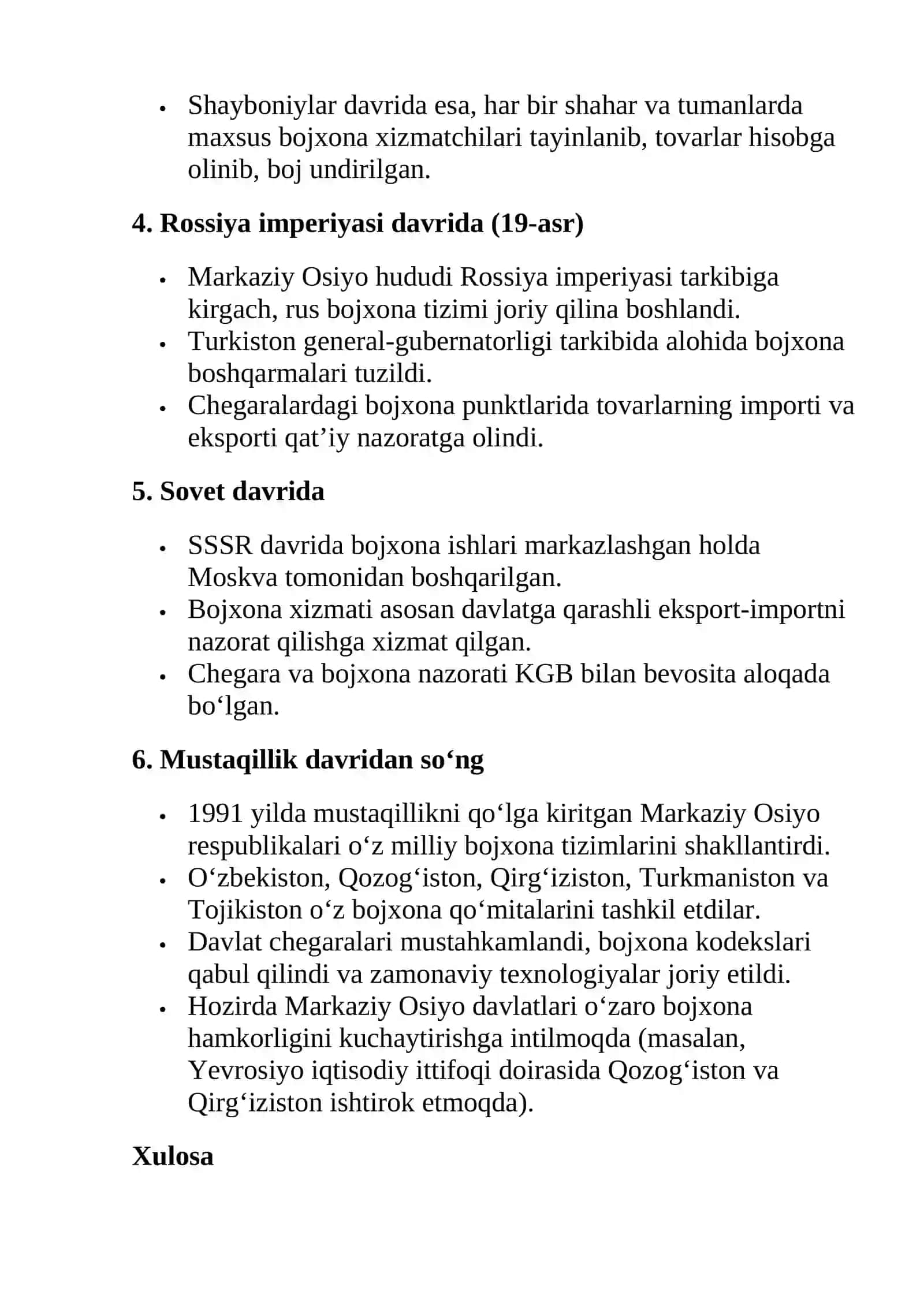 Markaziy Osiyoda bojxona ishining vujudga kelish tarixi 2