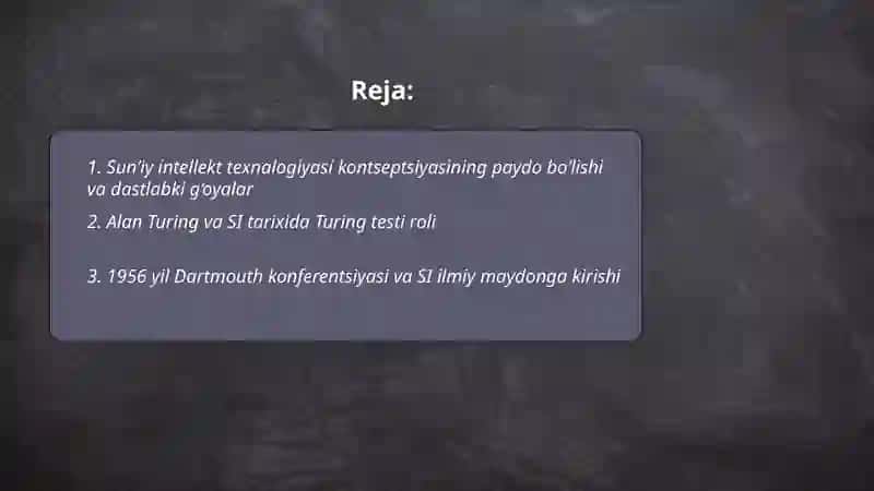 Sun’iy intellekt texnalogiyasi rivojlanish tarixi 2