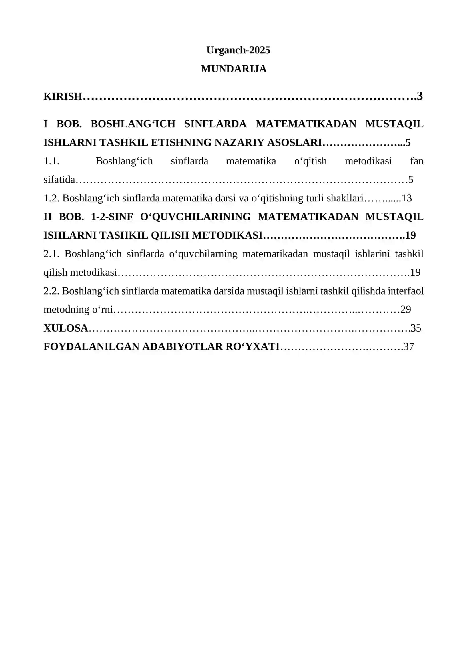 1-2- sinflarda o‘quvchilarning matematikadan mustaqil ishlarini tashkil qilish metodikasi 2