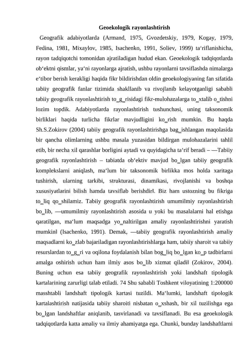 Geoekologik vaziyatni baholash va ularni yaxshilash. 2