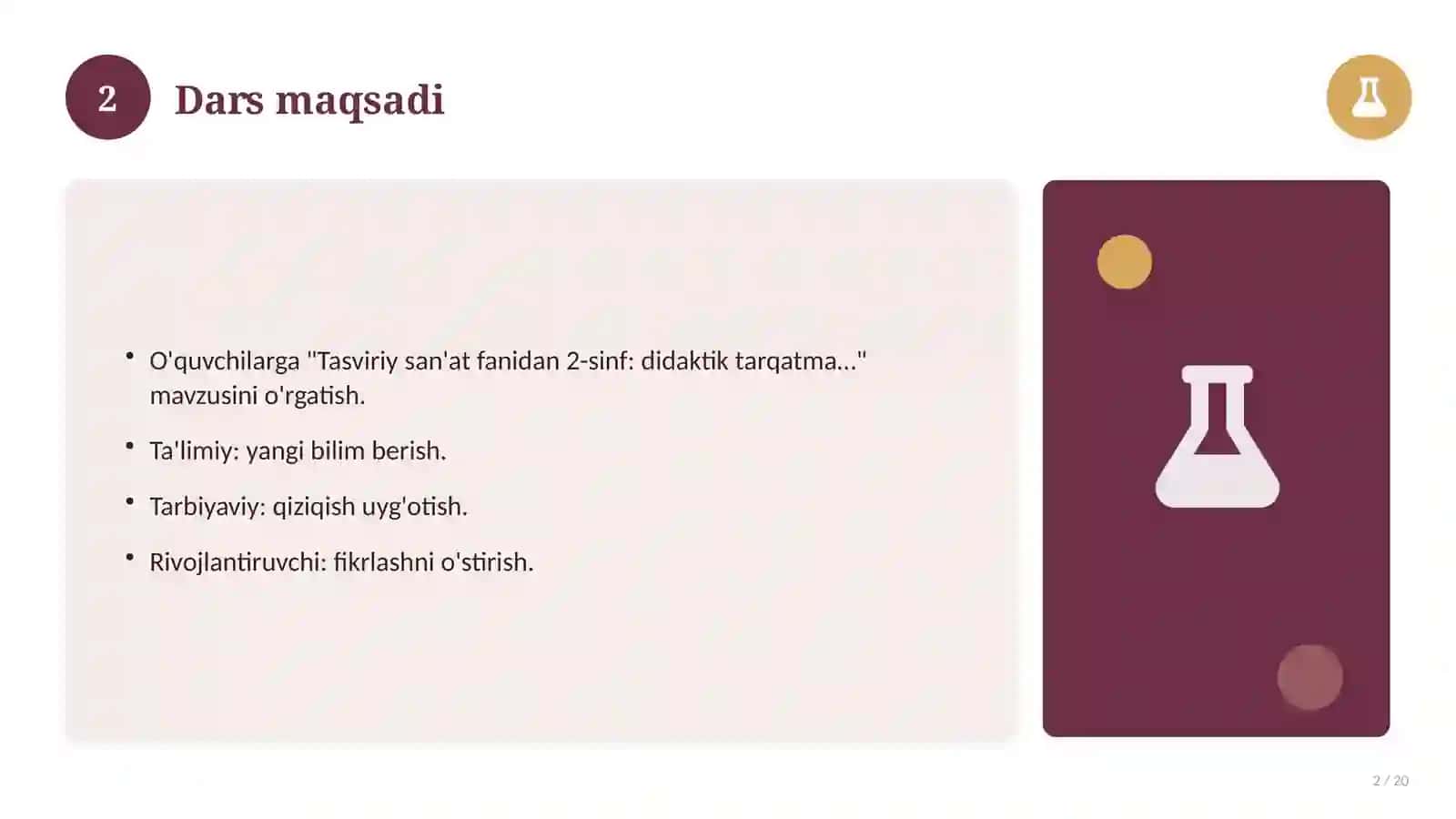 Tasviriy san'at fanidan 2-sinf: didaktik tarqatma materiallar 2