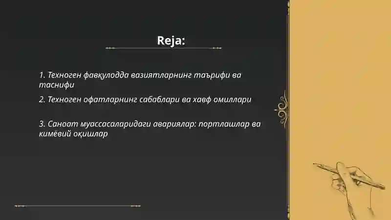Техноген хусусиятли фавқулодда вазиятлар 2