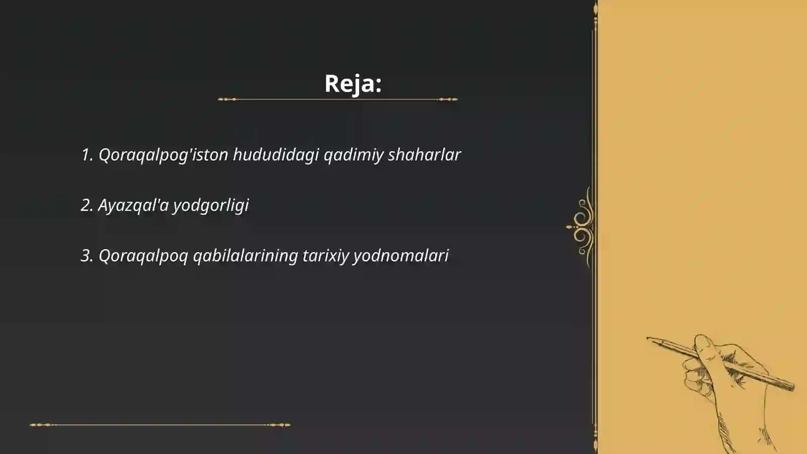 Qoraqalpoqiston respublikasining qadimiy yodgorliklari mavzusi 2