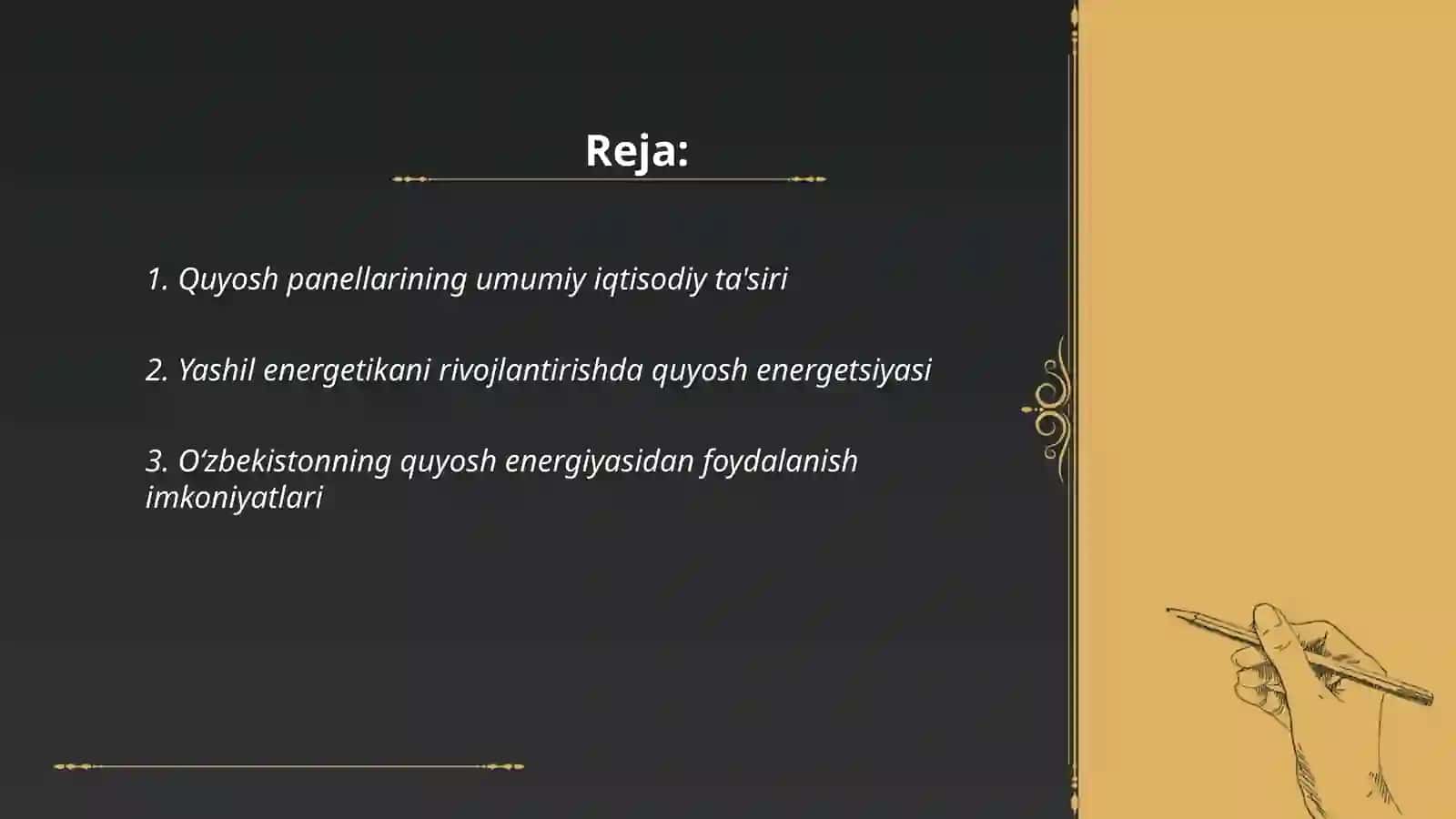 Oʻzbekistonda quyosh panellarining yashil iqtisodiyotning rivojidagi korsatkichlari 2