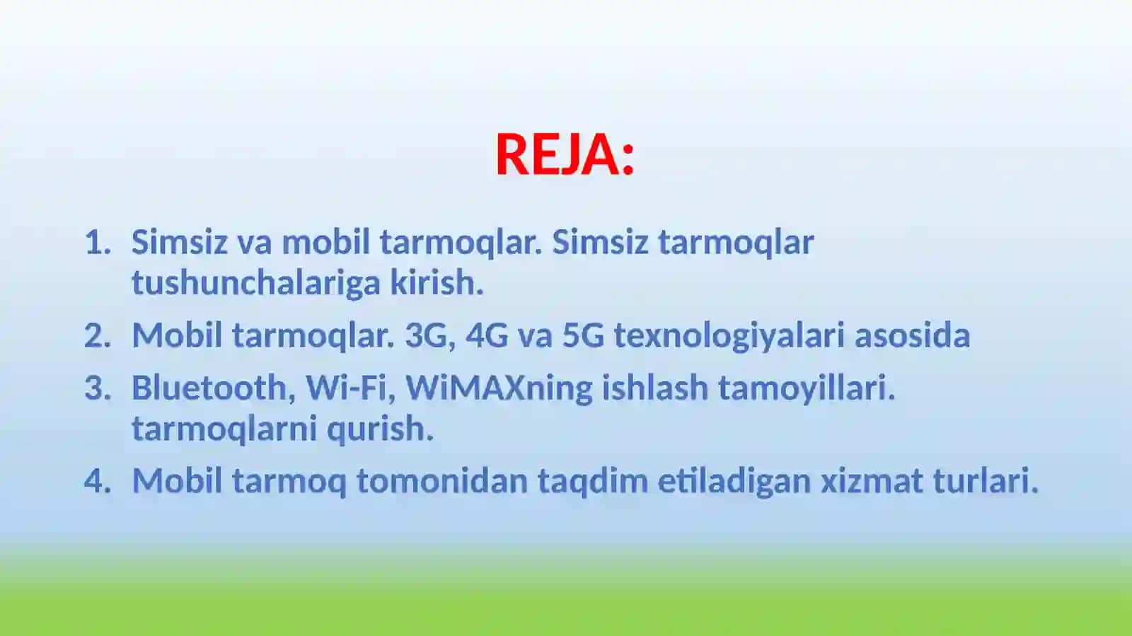Simsiz va mobil tarmoqlar 2