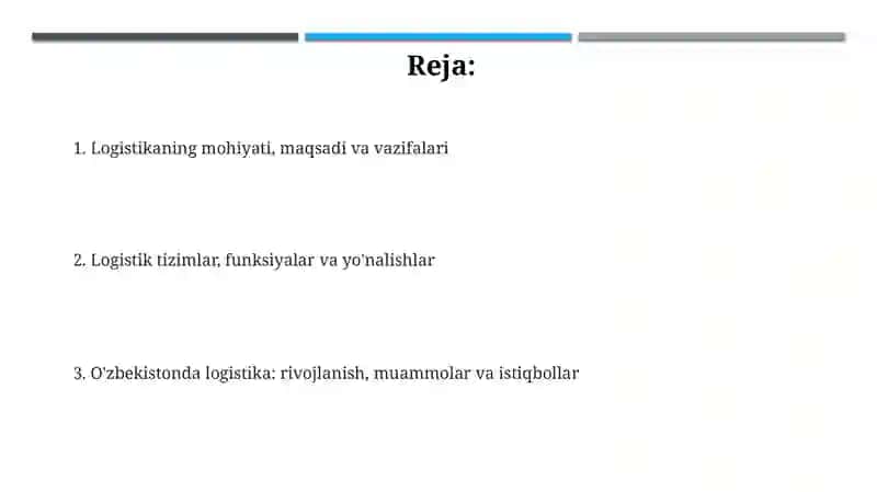 Logistikasining predmeti va vazifalari 2