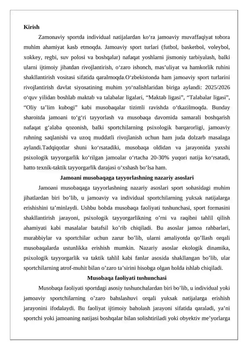 Jamoani musobaqaga tayyorlash va uni boshqarish 2