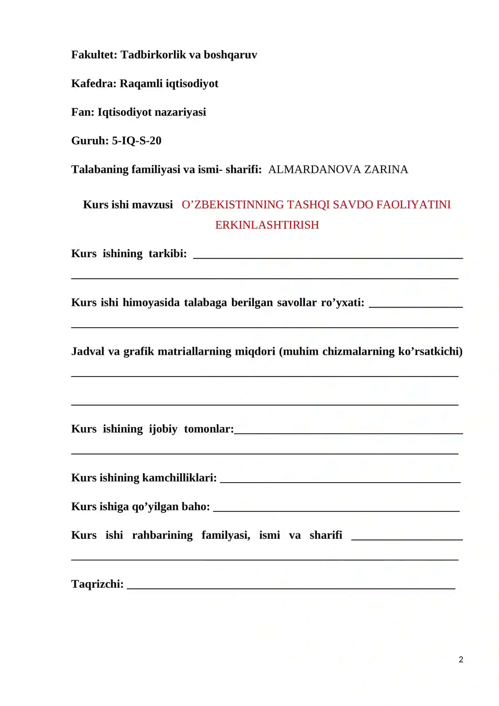 O’ZBEKISTINNING TASHQI SAVDO FAOLIYATI 2