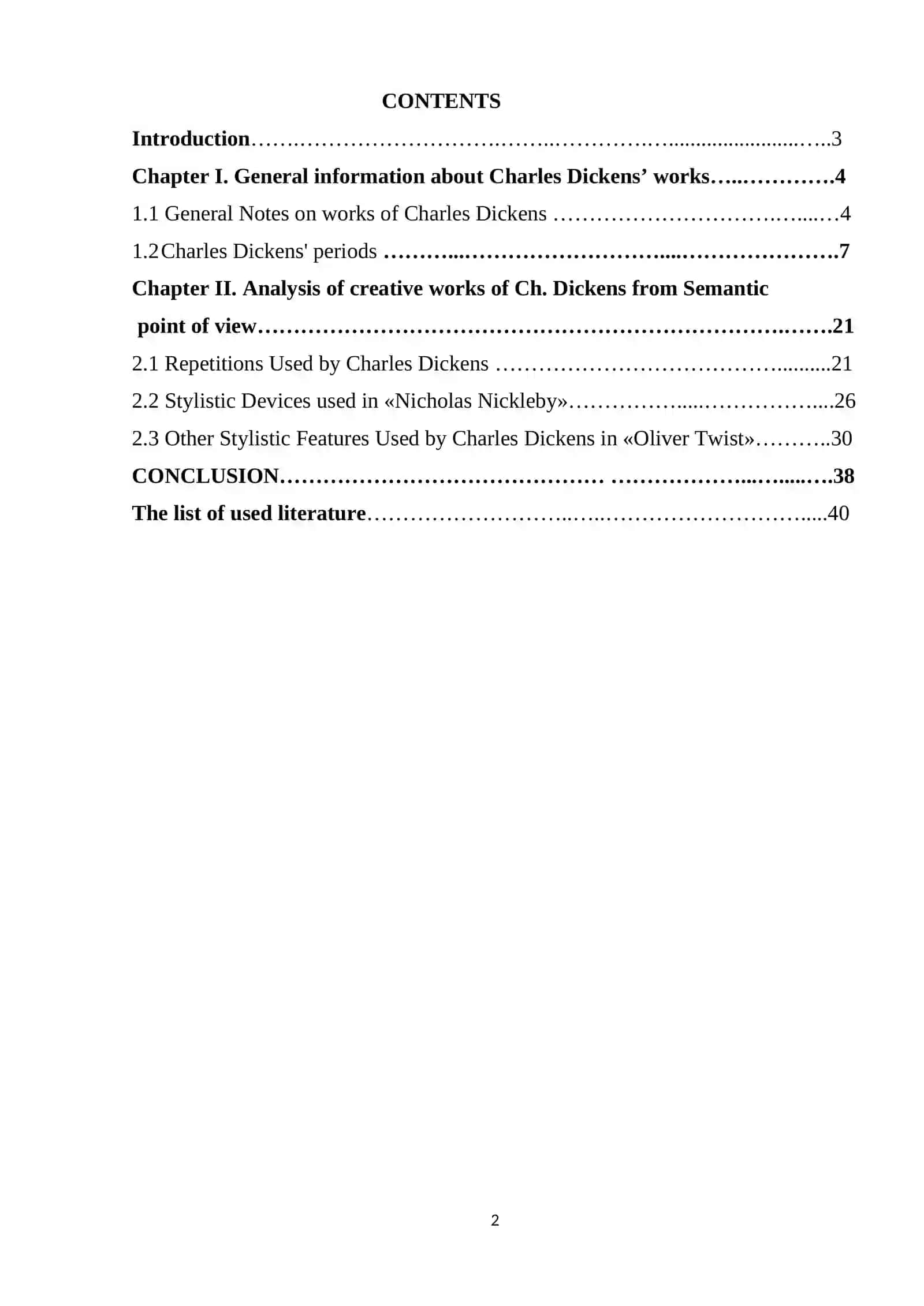 Analysis of Charles Dickens’ creative works from semantic point of view 2