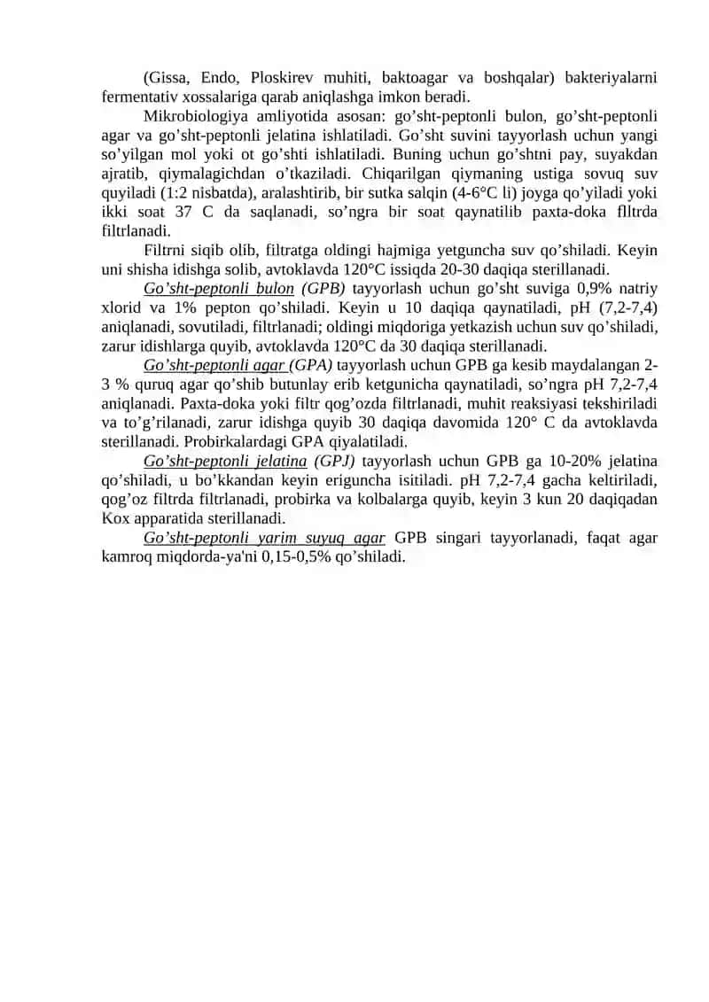 Mikroorganizmlarni o‘stirish 2