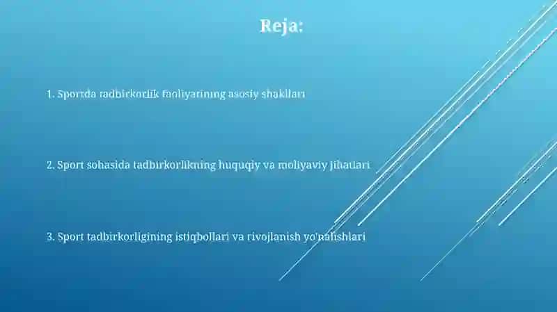 Sportda tadbirkorlik faoliyati shakllari va turlari 2