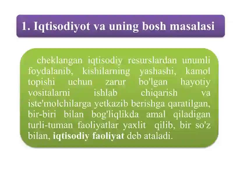 Iqtisodiyotning boshmasalasi 2