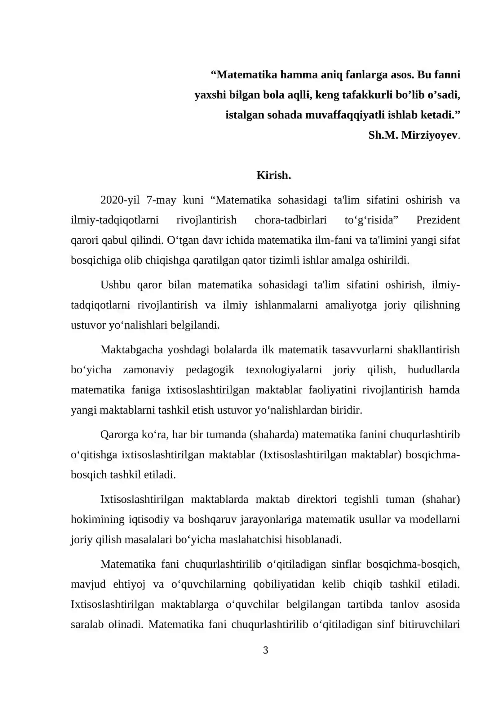 Matematika sohasidagi ta'lim sifatini oshirish 2