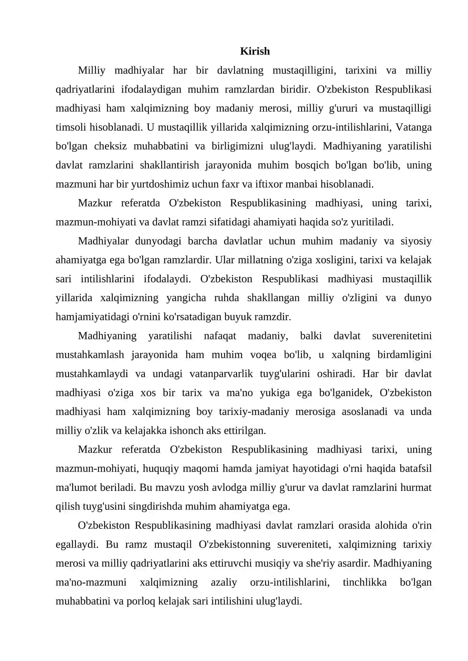 O'zbekiston Respublikasi Madhiyasi 2