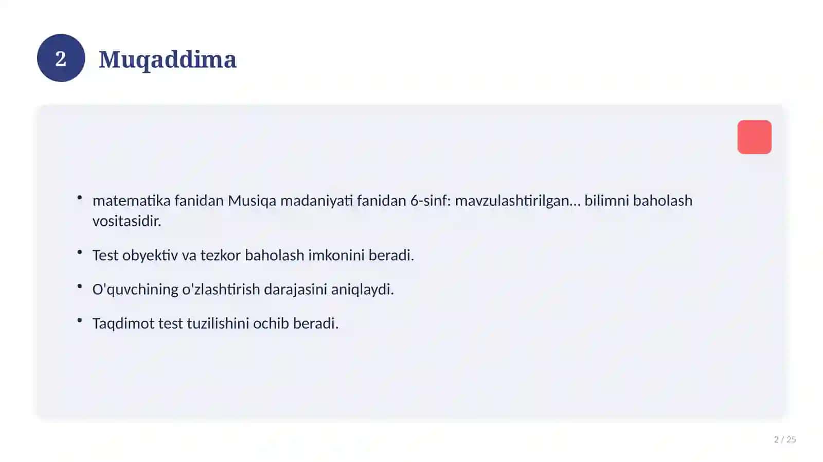 Musiqa madaniyati fanidan 6-sinf: mavzulashtirilgan nazorat ishi va tahlil 2